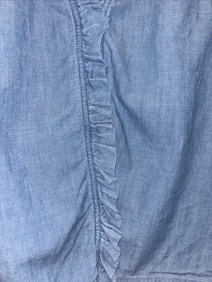 J Crew Sleeveless Chambray Ruffle Top With V Neck And Ruffled Trim Along Sleeves thumbnail 5