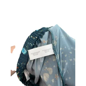 Bed To Brunch Botanical Pajama Lounge Pants Teal Satin Feel Drawstring Small‎ thumbnail 12