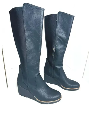 Dr. Scholl’s Lindy Black Wedge Tall Boots Faux Leather Comfort Size 10 thumbnail 1