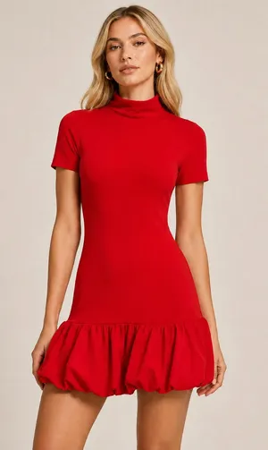 NWT Reformation Dana Knit Mini Dress Red Size Small thumbnail 1