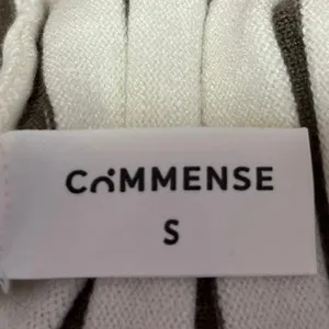 Commense Tan White Striped Knit Button V-Neck Long Sleeve Cardigan Sweater Top S thumbnail 4