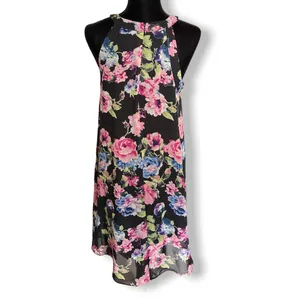 Betsey Johnson Womens Dress 8 Black‎ Pink Blue Green Floral Halter Mini Babydoll thumbnail 4