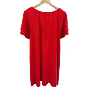 MADEWELL Texture & Thread Red Crinkle Texture Tier Sleeve Baby-Doll‎ Dress Large thumbnail 6