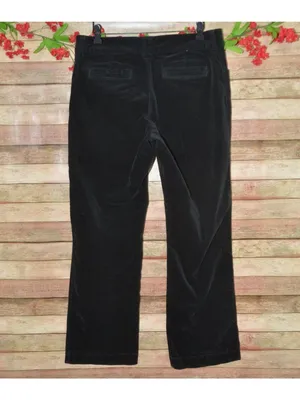 Lee Womens 14 M Black Corduroy Pants Just Below Waist Stretch Straight Leg thumbnail 3