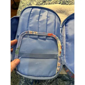 Yumi Kim Floral Makeup Bag Blue Double Tiered Travel Cosmetic Vanity Case thumbnail 9