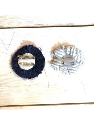 Anthropologie Set of 2 EUC Women's Boho Hair Clip/Broach/Pin Navy and Gray thumbnail 2
