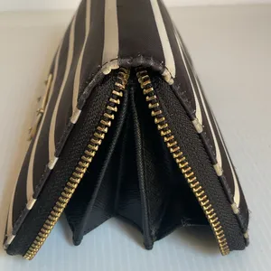 Kate Spade New York Black White Striped Zip Around Wallet Continental Purse thumbnail 6