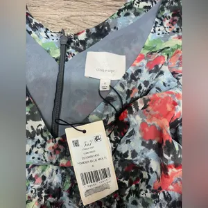 Cinq à Sept Women's Lewis‎ Long Puff Sleeves Floral Georgette Mini Dress Blue 0 thumbnail 6