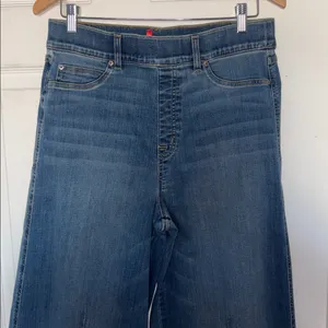 SPANX Seamed Front Wide Leg Jean in Vintage Indigo Blue Size L thumbnail 7