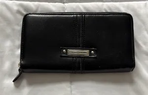 Vintage Etienne Aigner Black Zip Around Continental Wallet Stitched Leather thumbnail 1