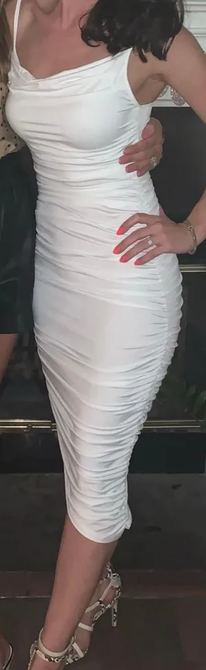 Amazon White Bodycon Spaghetti  Strap Dress thumbnail 1