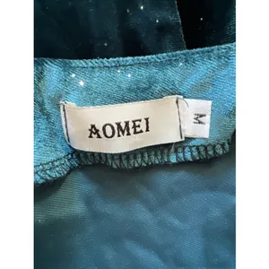 Aomei Teal Velvet Sparkle Maxi Dress Stretch Old Hollywood Glamour Opera Theater thumbnail 5