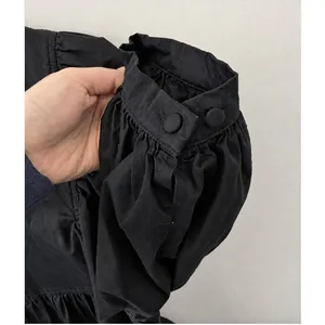 Hunter Bell Women's "Maya" Black Cotton‎ Puff Sleeve Poplin Dress Size S thumbnail 6