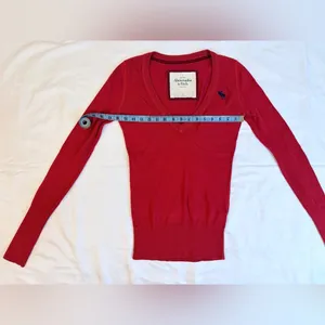 Vintage Y2K V-Neck Embroidered Moose Sweater - Red - M thumbnail 5