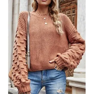Moon & Madison Boho Cozy Knit Cropped Sweater Small Blush Pink thumbnail 1