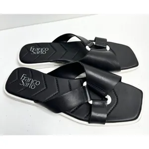 Franco Sarto Sandals Womens Size 9.5 Leather Black/White Open Toe thumbnail 3
