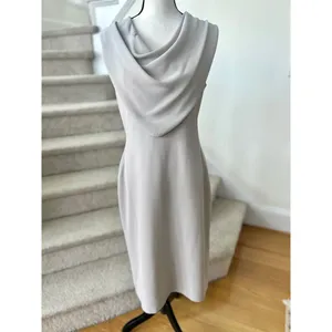 AQ/AQ Oyster Veronika Grey Cowl Neck Sleeveless Sheath Dress thumbnail 2