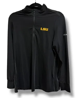 Columbia LSU‎ Tigers Quarter Zip Pullover Black Long Sleeve Golf Shirt Women XL thumbnail 1