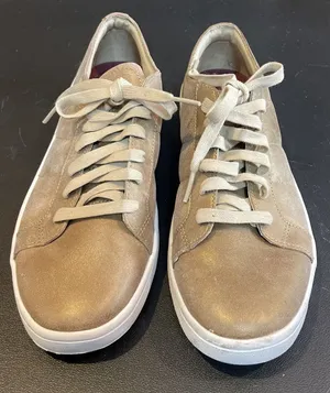 Mark Nason Womens 8.5 Sneakers Gold Metallic Leather Low Top Lace‎ Up Preppy thumbnail 1