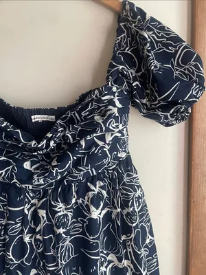 Abercrombie & Fitch Emerson Off-The-Shoulder Skort Navy Pattern thumbnail 6