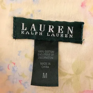 Lauren Ralph Lauren Blue Yellow Pink Floral Embroidered pajama set SZ M #2670 thumbnail 7
