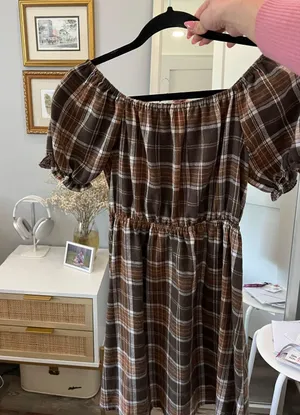 Boutique Plaid Dress Brown Size XS thumbnail 2