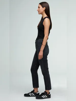 AGOLDE Riley High Rise Straight Crop Charcoal Black Wash Jeans | Size 27 thumbnail 3