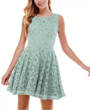 NWT Sage Green Lace‎ Fit Flare Dress Size 7 Boho Coquette Homecoming City Studio thumbnail 1