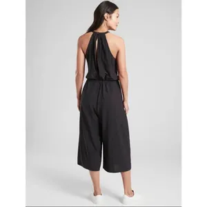 Athleta Black Sol Wide Leg Romper Jumpsuit Sz 2 #416636 N0525 #784 thumbnail 2