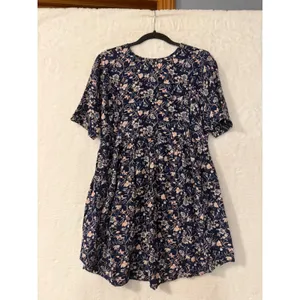 Natural Life Floral Babydoll Dress Womens XS/S Navy Blue Boho V-Neck Mini Rayon thumbnail 10