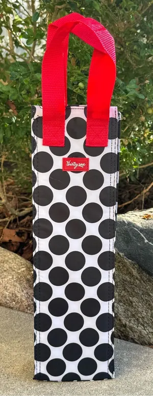 Thirty-One Black Polka Dot insulated wine carrier thumbnail 1
