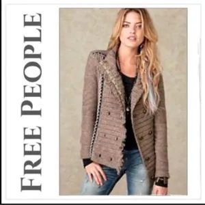 Free People Cuddle Bear Admiral Sweater Double Breasted Button Front Womens XS thumbnail 3