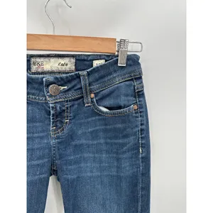 BKE Denim Kate Straight Leg Dark‎ Wash Blue Jeans Womens Size 25 x 29.5 Short thumbnail 4