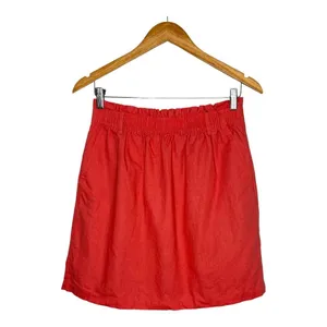 J.Crew Paperbag Waist Skirt Womens Small‎ Orange Linen Cotton Mini Pocket Skirt thumbnail 3