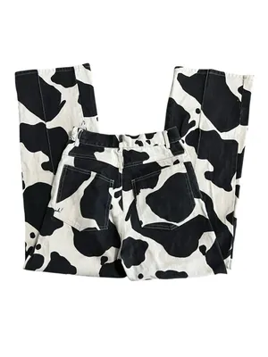 Lisa Says Gah Robyn Cow Print High Rise Straight Leg Jeans 26 thumbnail 5