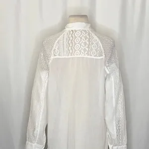 Anthropologie HOLDING HORSES White Lace Sleeve Buttondown‎ Shirt Top Lacey Small thumbnail 9