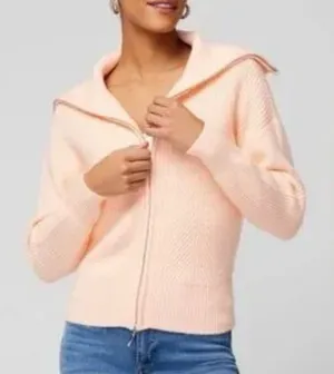 White House | Black Market Peach Ribbed Zip Hoodie Sweater Cardigan XS thumbnail 1