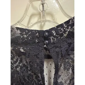 Lane Bryant Black Sheer Floral Lace Mock Neck Blouse Women's 26/28 Plus Size NWT thumbnail 6