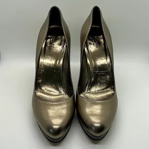 Gucci Authentic Gorgeous Metallic Nappa Silk Block Heel Shoes **Size 7** thumbnail 2