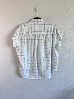 Madewell‎ Women's Short Sleeve Button Front Windowpane Shirt thumbnail 8