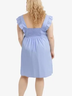 Draper James Maddie Embroidered Babydoll Dress in Blue Stripe XL NEW NWT thumbnail 10