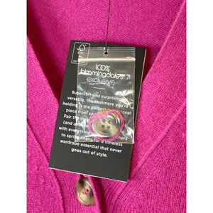 C by Bloomingdale's Cashmere Cardigan Women XS Pink V-Neck Button Front V9702 thumbnail 5