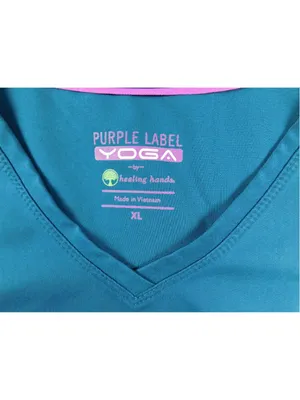 Healing Hands Purple Label Yoga V-Neck Scrub Top Teal XL thumbnail 3