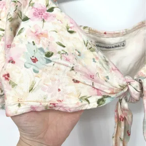 Abercrombie & Fitch Floral Linen Tie-Front Crop Top‎ Small EUC Festival Boho thumbnail 5