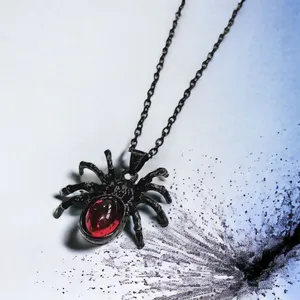 Gothic Black/Red Cute Spider‎ Pendant Necklace Punk Retro Style Fashion Jewelry thumbnail 7