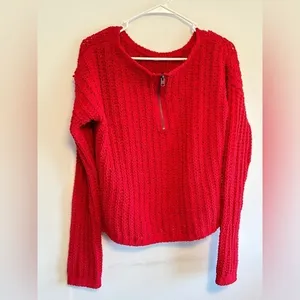 Abercrombie & Fitch SZ L Womens Bright Red‎ Open Weave thumbnail 4