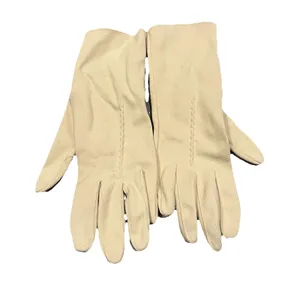 Vintage Faux Leather Stretch Cream Ivory Gloves thumbnail 3