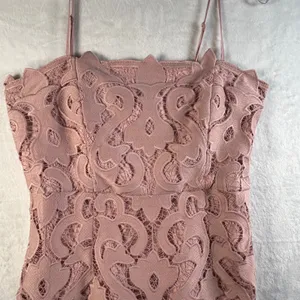 Bardot Pink‎ Lace Scalloped Hem Sleeveless Midi Sheath Dress Size US 8 M thumbnail 9