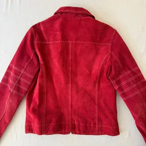 Olly London Moto Suede Zip Front Jacket Women Small Red thumbnail 16