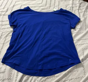 Fabletics Royal Blue High-Low Short Sleeve Performance T-Shirt thumbnail 1